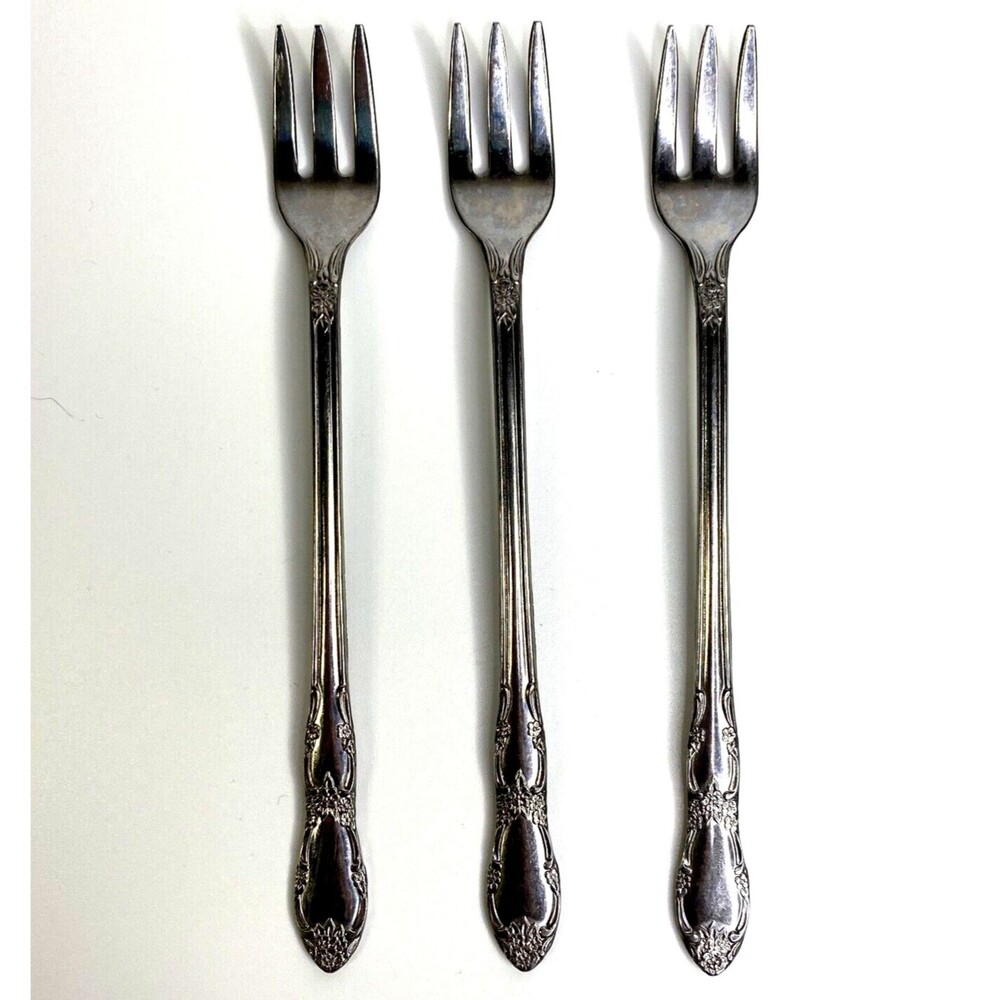 3 Vintage WM A‎ Rogers Oneida Ltd Stainless Steel Cocktail Forks Fenway